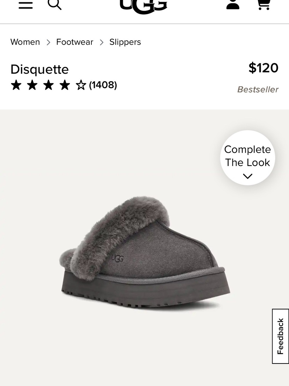 NEW UGG Gray Shearling Slippers - Cozy Slip-On - Picture 2 of 7